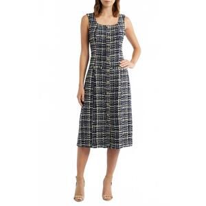 NEW ZOE AND CLAIRE tweed fit & flare midi dress in navy multi